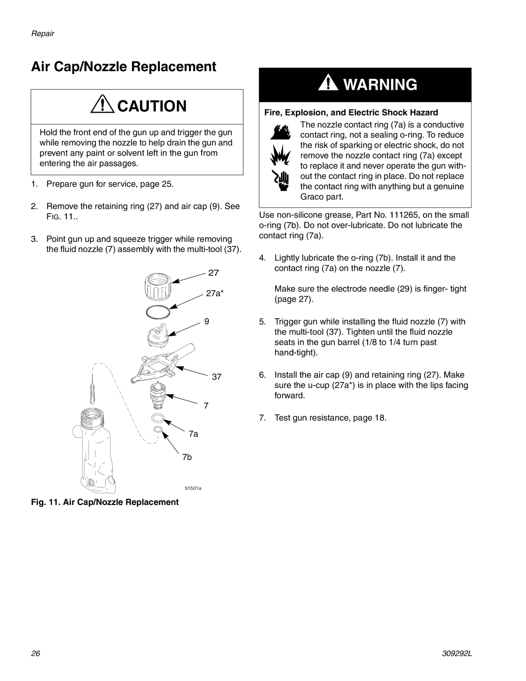 Haier 309292L important safety instructions Air Cap/Nozzle Replacement 