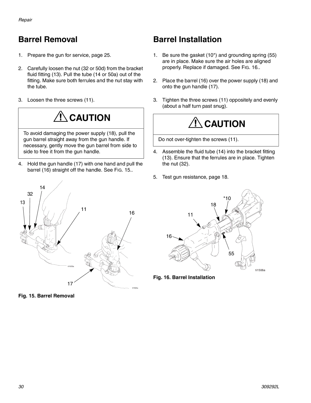 Haier 309292L important safety instructions Barrel Removal, Barrel Installation 