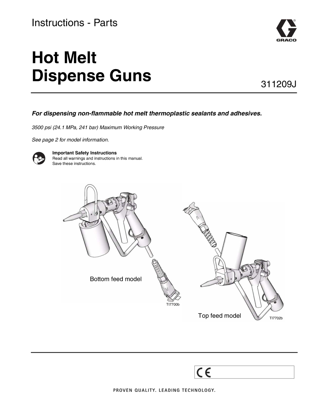 Haier 311209J important safety instructions Hot Melt Dispense Guns 