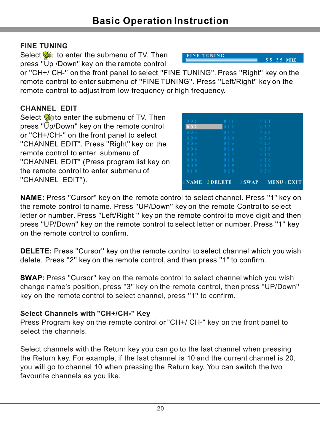 Haier 32T51 important safety instructions Fine Tuning 