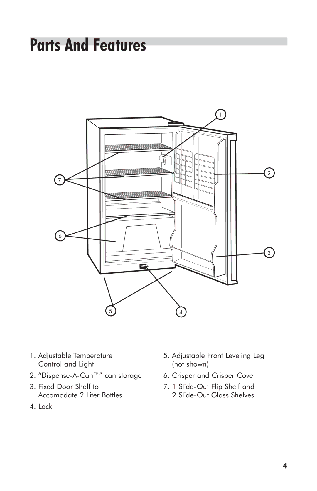 Haier 3590A user manual Parts And Features 