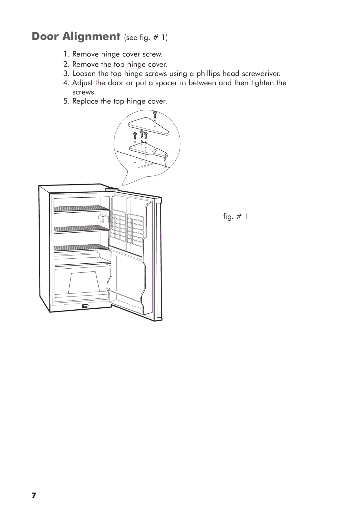 Haier 3590A user manual Door Alignment see fig. #, Fig. # 