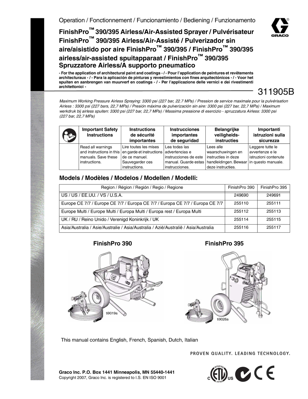 Haier 390 important safety instructions 311905B 