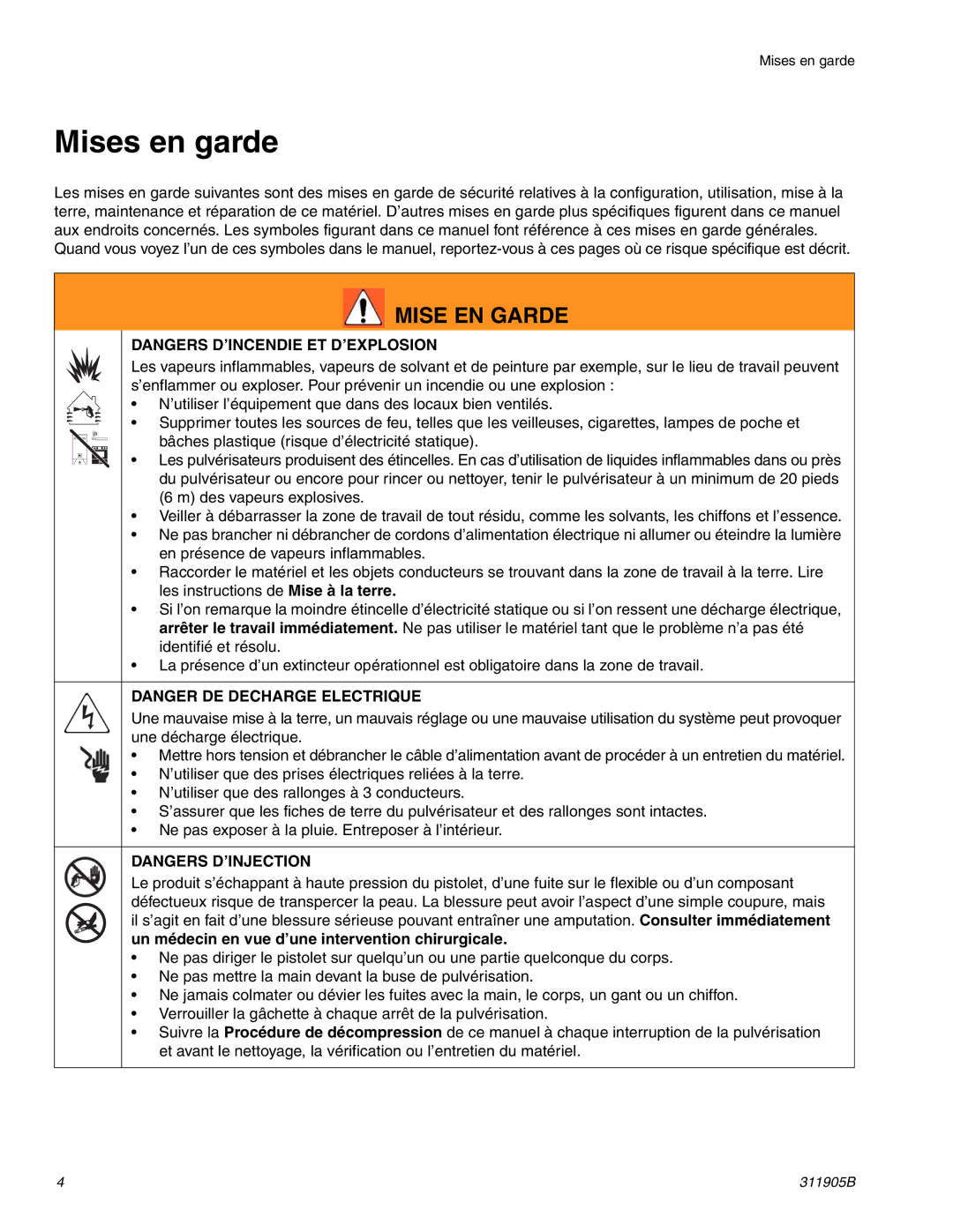 Haier 390 important safety instructions Mises en garde, Mise EN Garde 