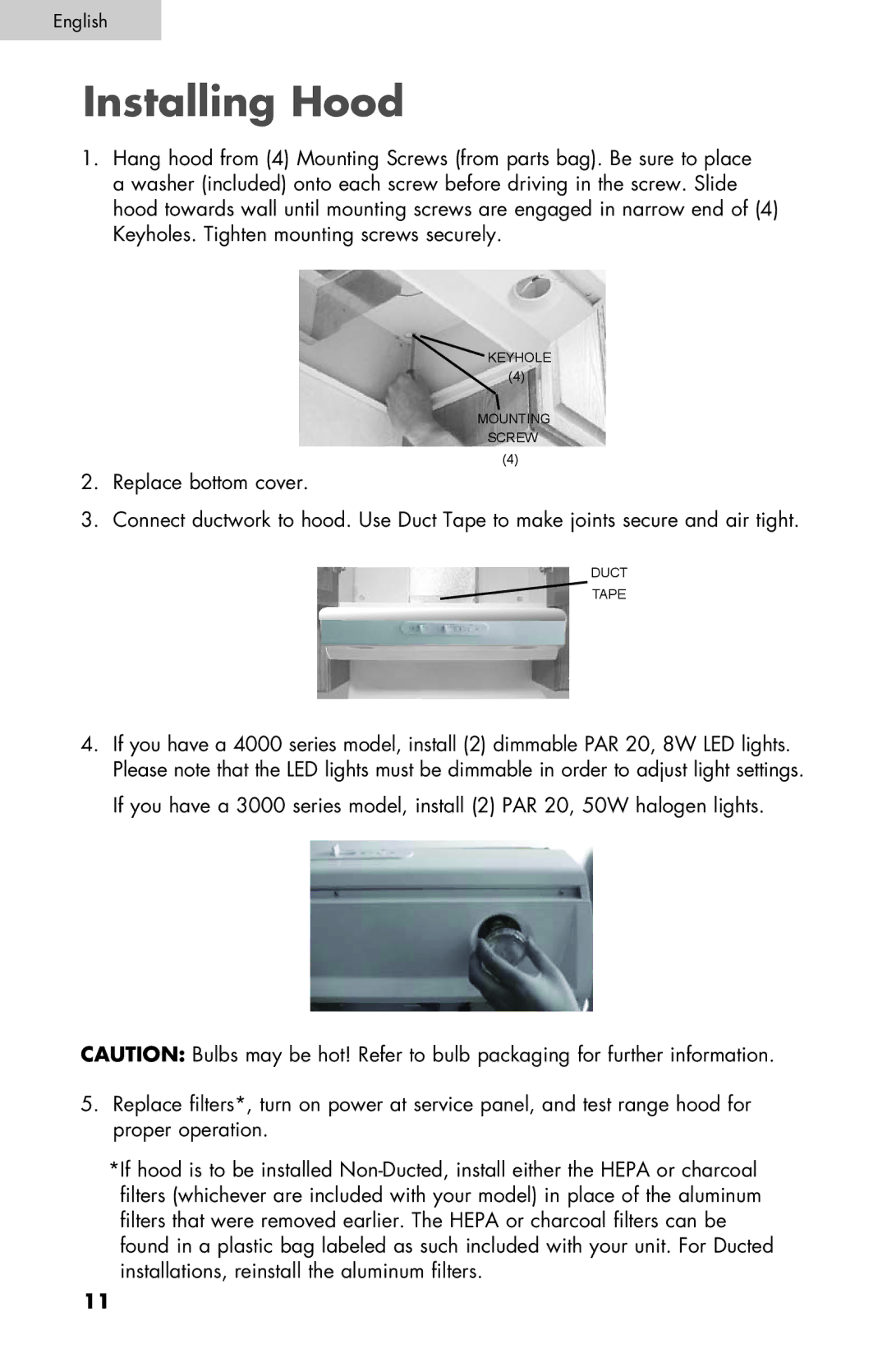 Haier 4000, 3000 user manual Installing Hood 