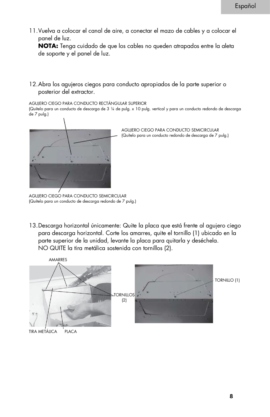 Haier 3000, 4000 user manual Amarres Tornillo Tornillos Tira Metálica 