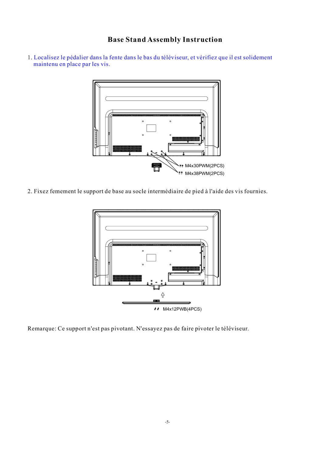 Haier 48D3500 manual Base Stand Assembly Instruction 