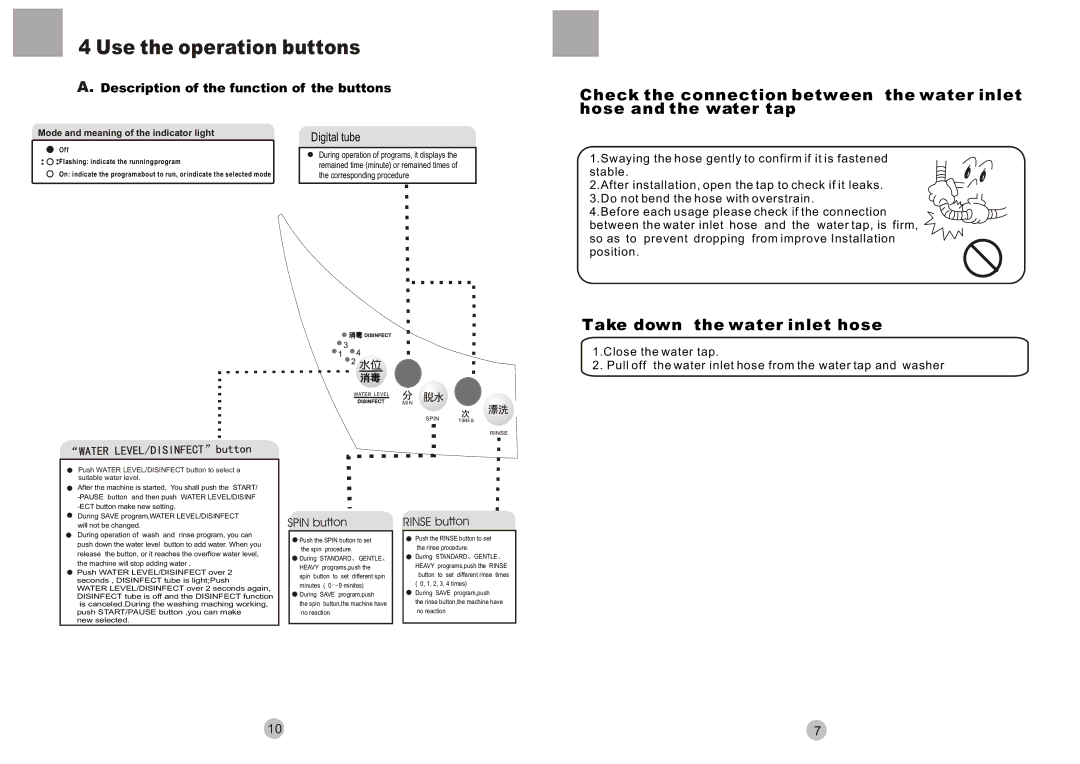 Haier 50FREE-3B user manual Use the operation buttons, Description of the function of the buttons 