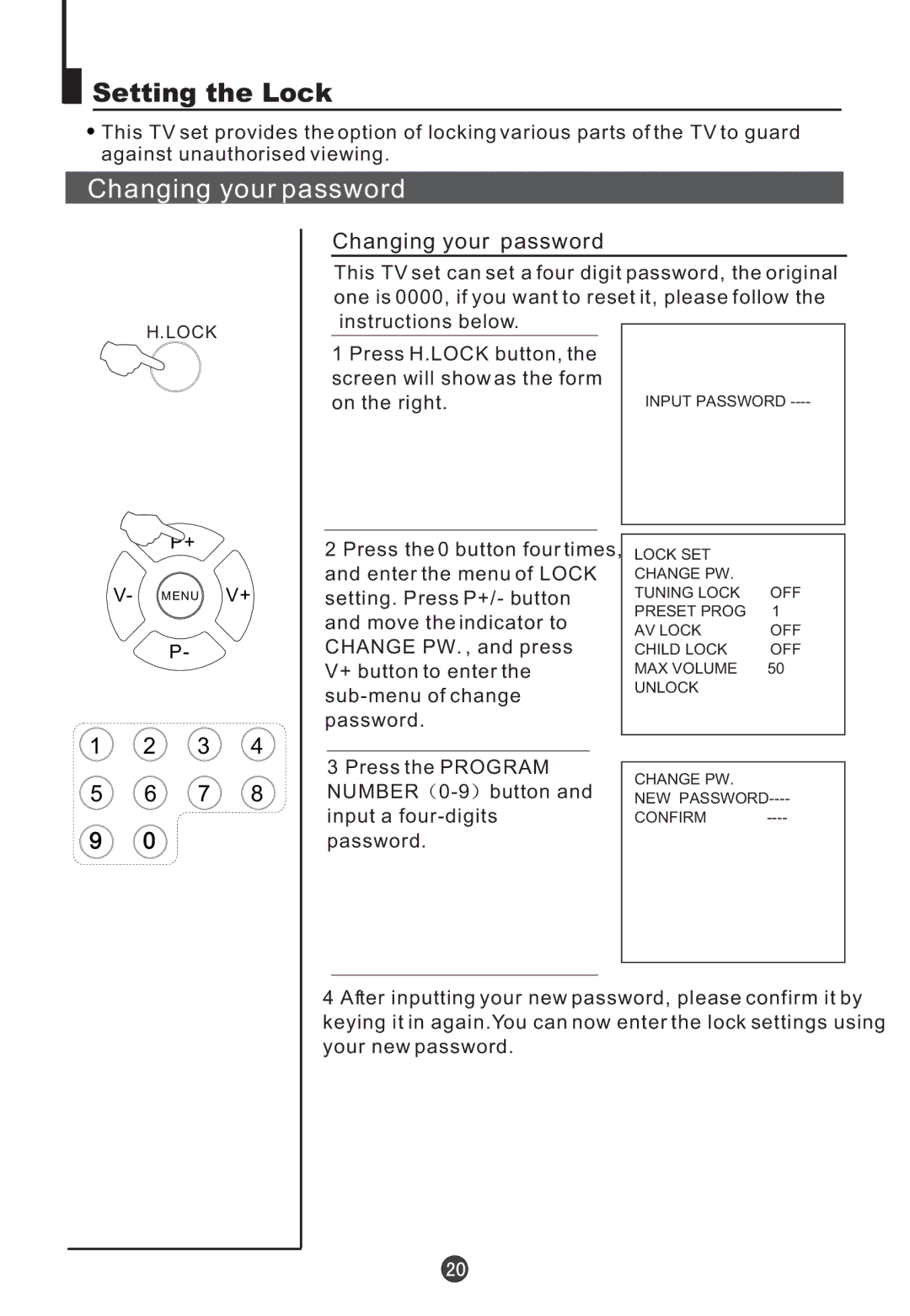 Haier 5115DVD user manual Setting the Lock, Changing your password 