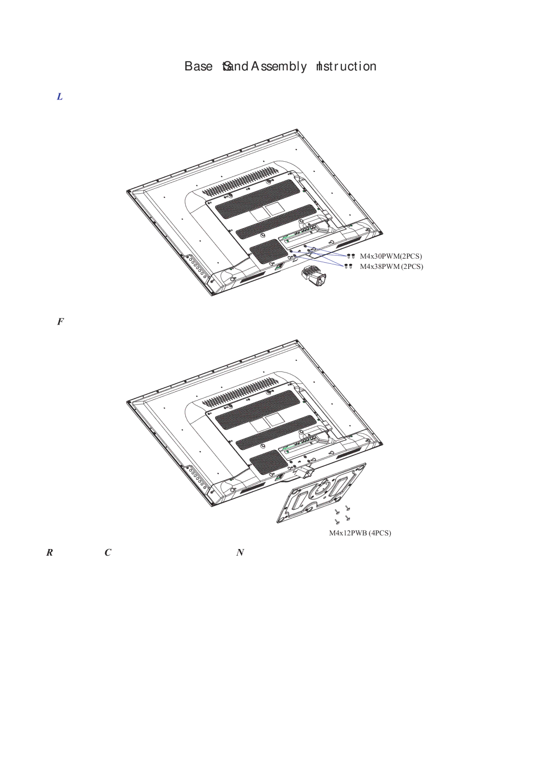 Haier 55D3550 manual Base Stand Assembly Instruction 