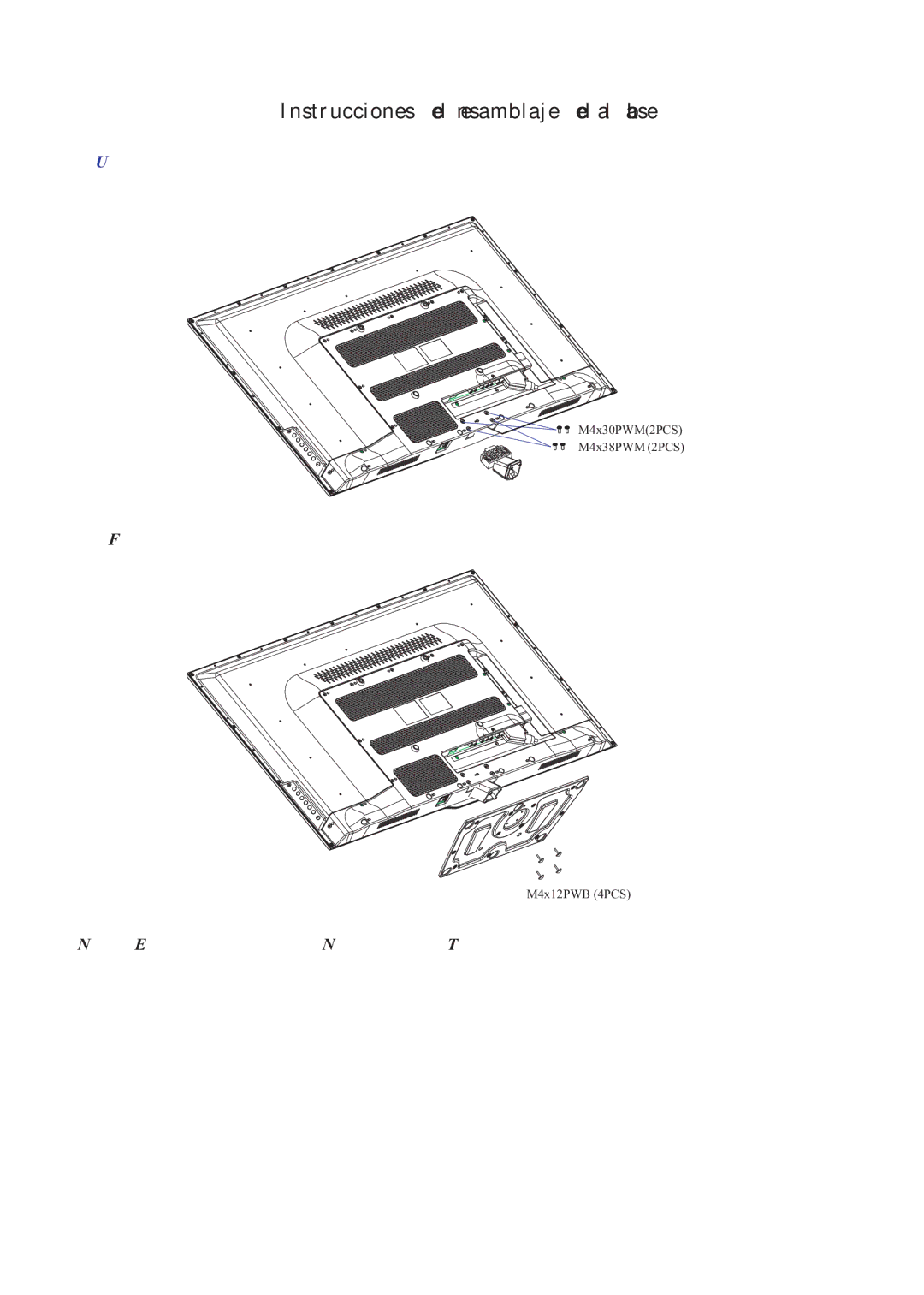 Haier 55D3550 manual Instrucciones de ensamblaje de la base 