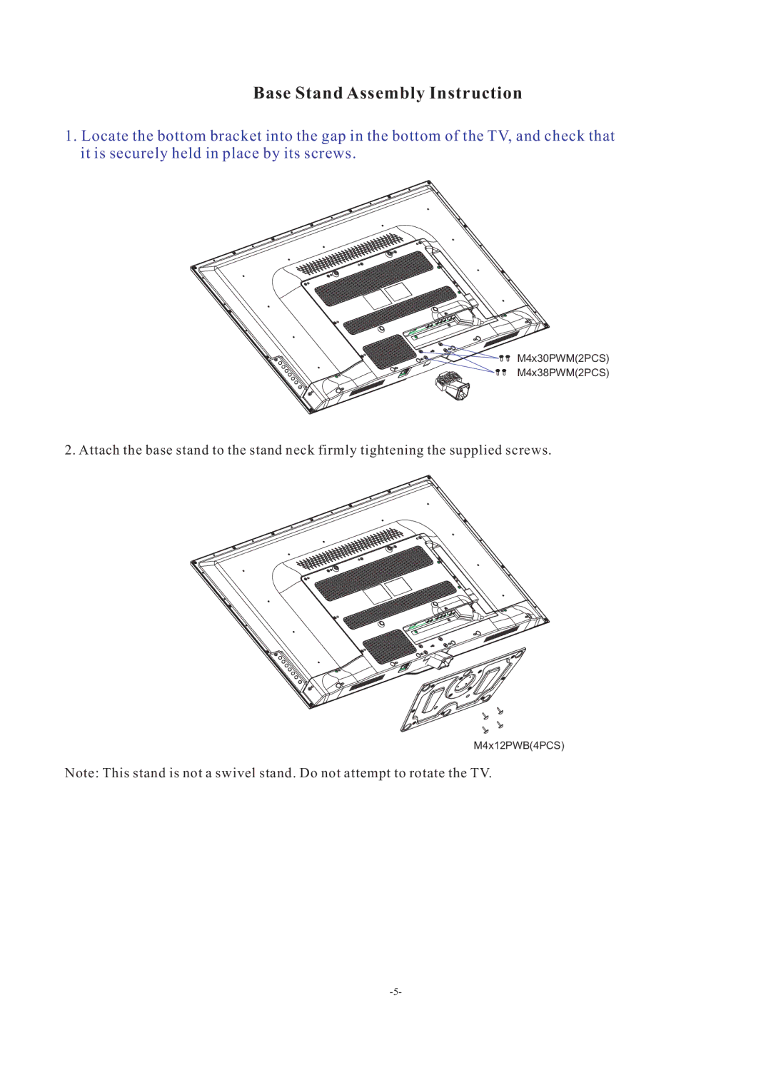 Haier 55D3550 manual Base Stand Assembly Instruction 