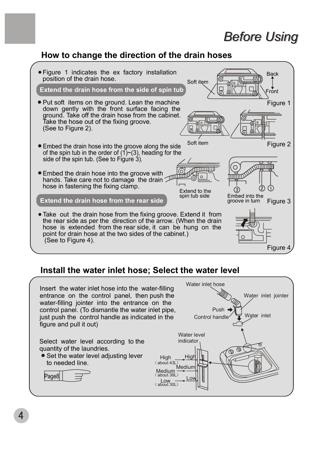 Haier 650 user manual How to change the direction of the drain hoses 