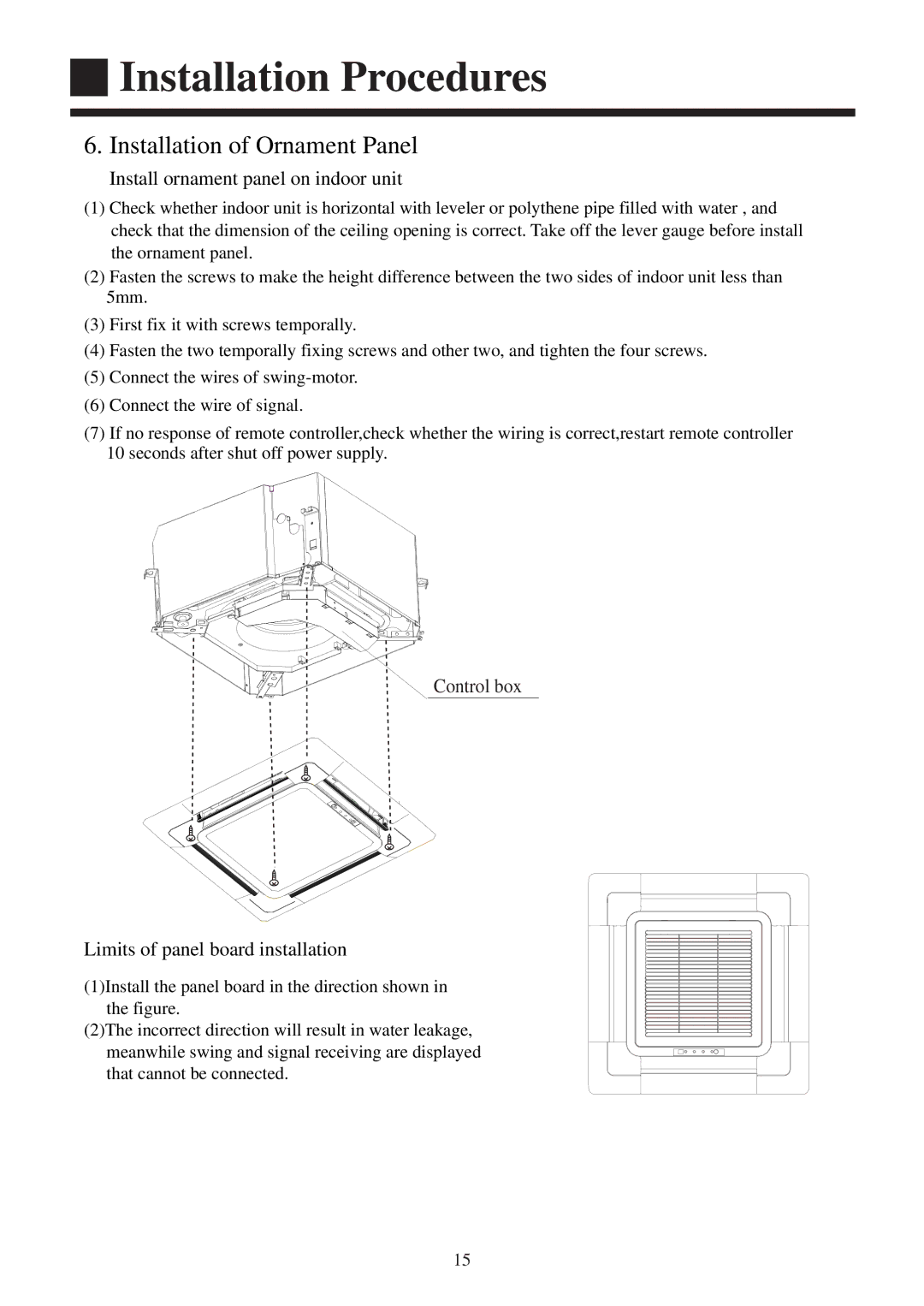 Haier AB142XCERA, AB182XCERA, AB122XCERA, AB092XCERA Installation of Ornament Panel, Install ornament panel on indoor unit 