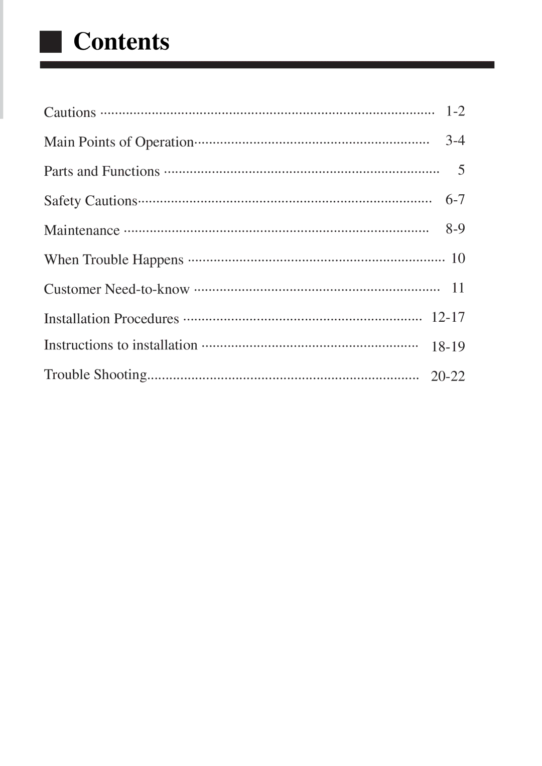 Haier AB122XCERA, AB182XCERA, AB142XCERA, AB092XCERA installation manual Contents 