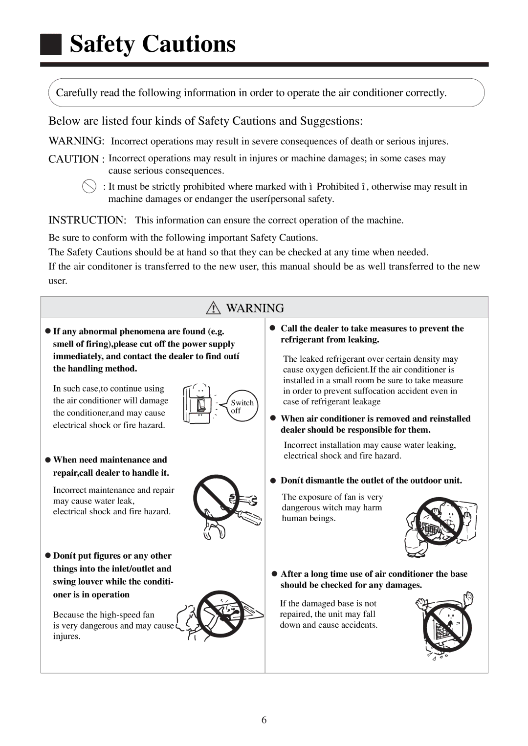 Haier AB182XCERA, AB142XCERA, AB122XCERA, AB092XCERA installation manual Safety Cautions 