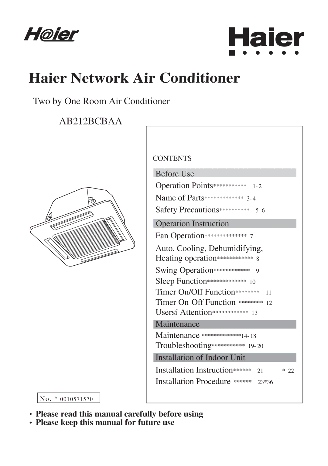 Haier 0010571570, AB212BCBAA manual Before Use Operation Points, Safety Precautions Operation Instruction 