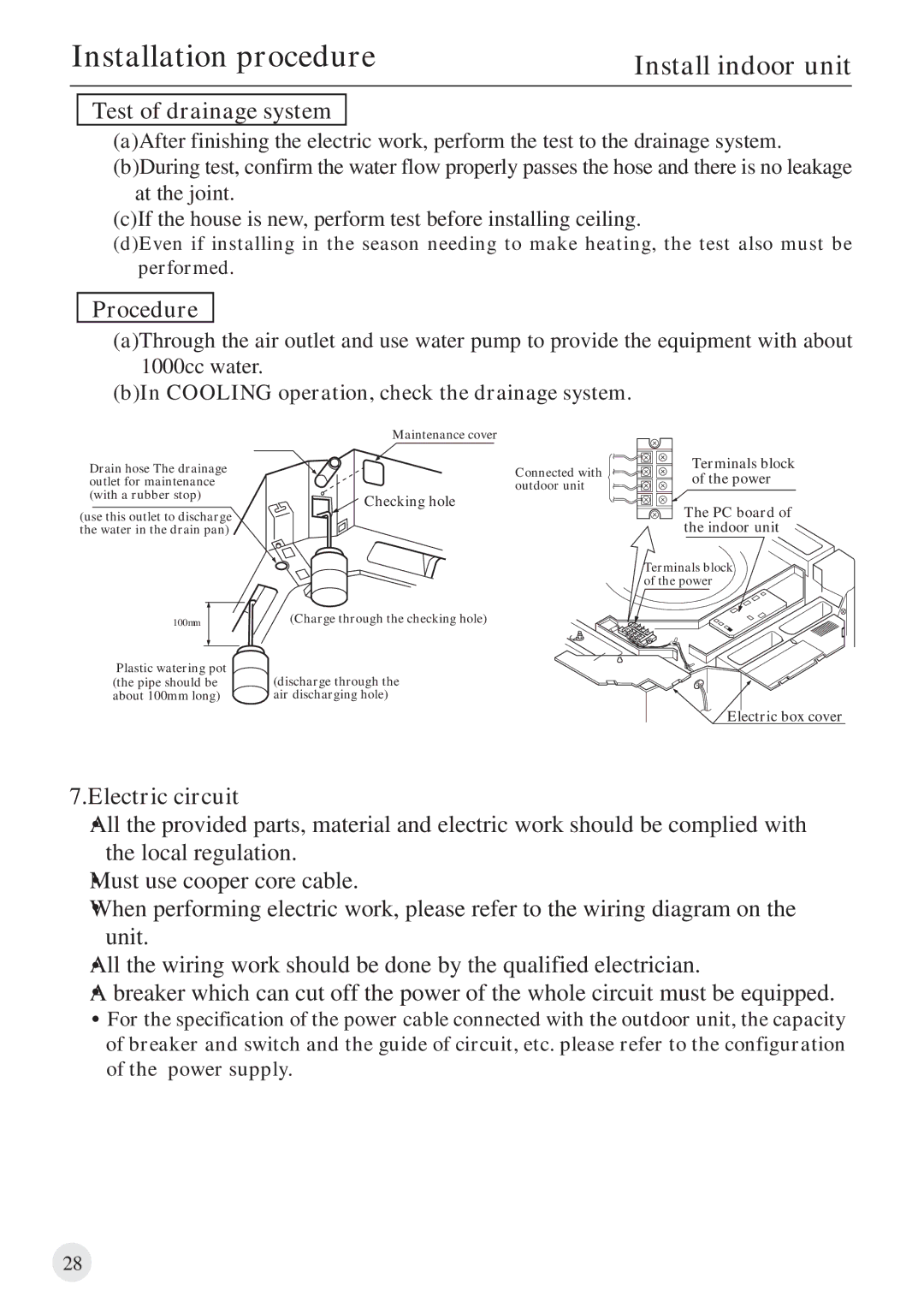 Haier AB212BCBAA, 0010571570 manual Test of drainage system, Procedure 