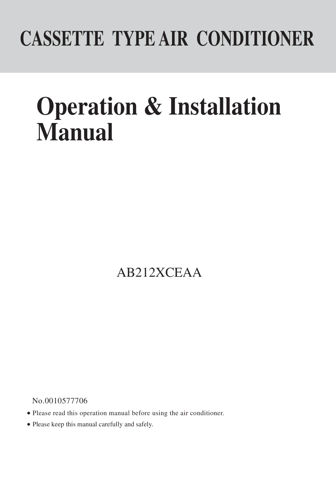 Haier AB212XCEAA operation manual Operation & Installation Manual 