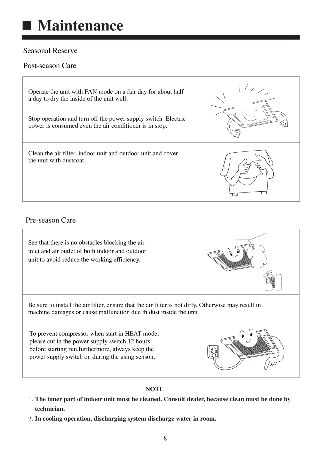 Haier AB212XCEAA operation manual Seasonal Reserve Post-season Care 