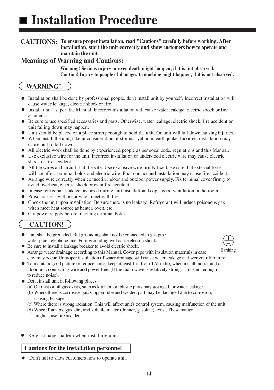 Haier AB212XCEAA operation manual Meanings of Warning and Cautions 