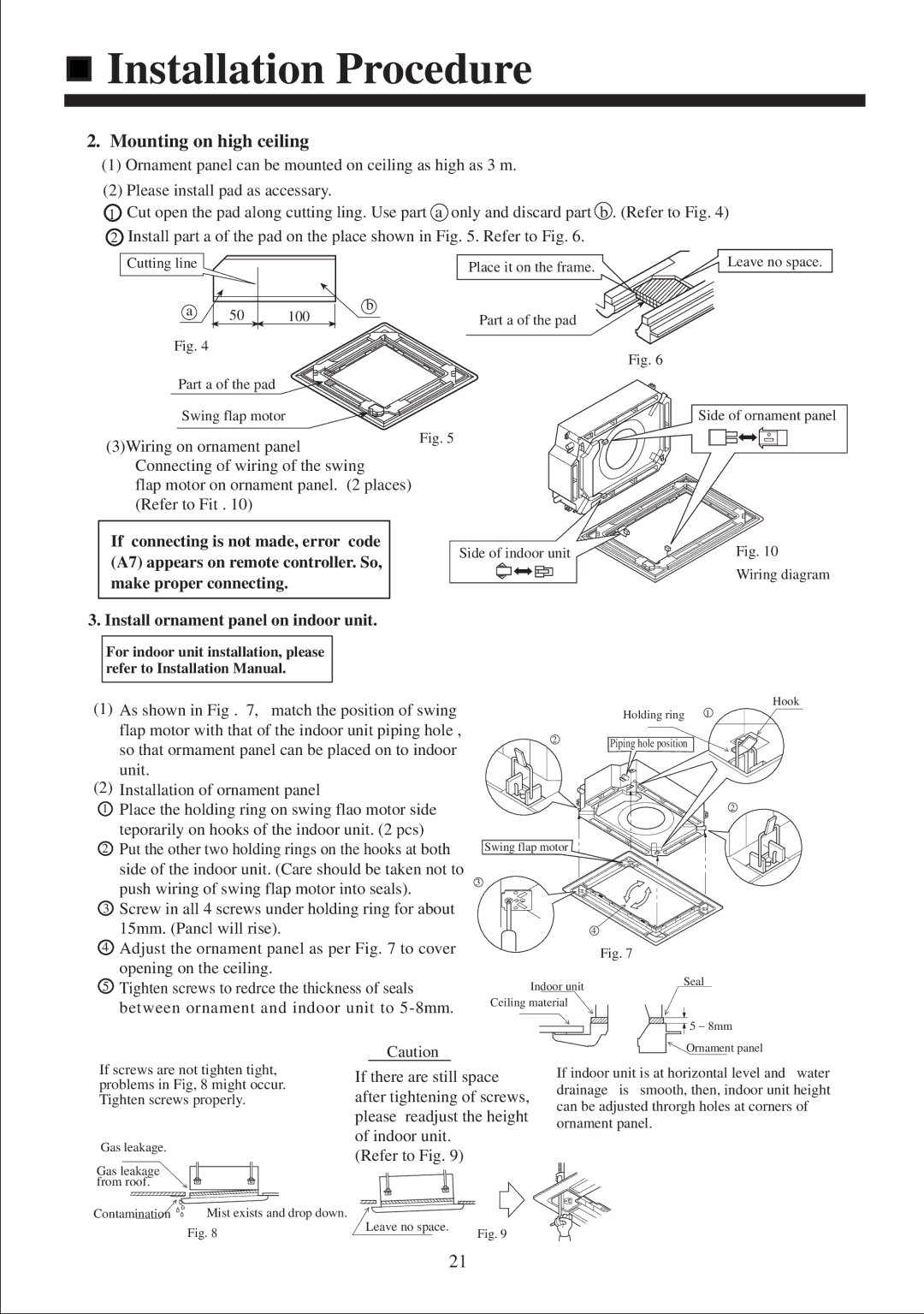 Haier AB212XCEAA operation manual Mounting on high ceiling 