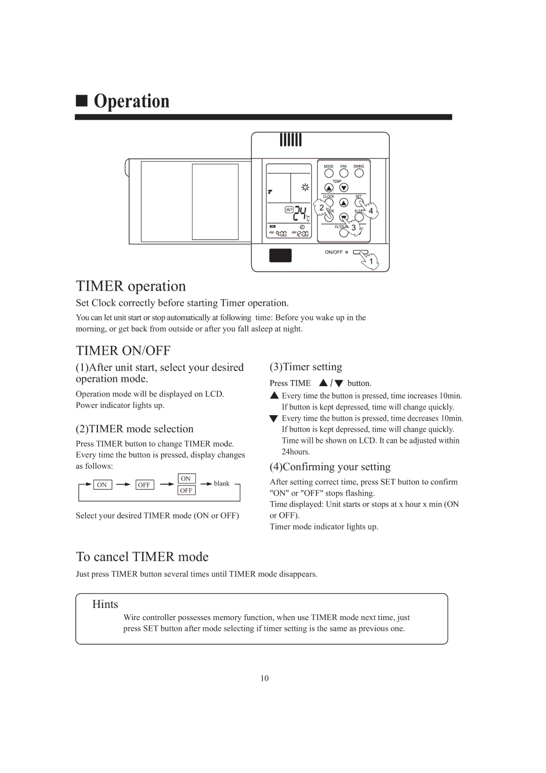 Haier AB242XCAAA operation manual Timer operation 