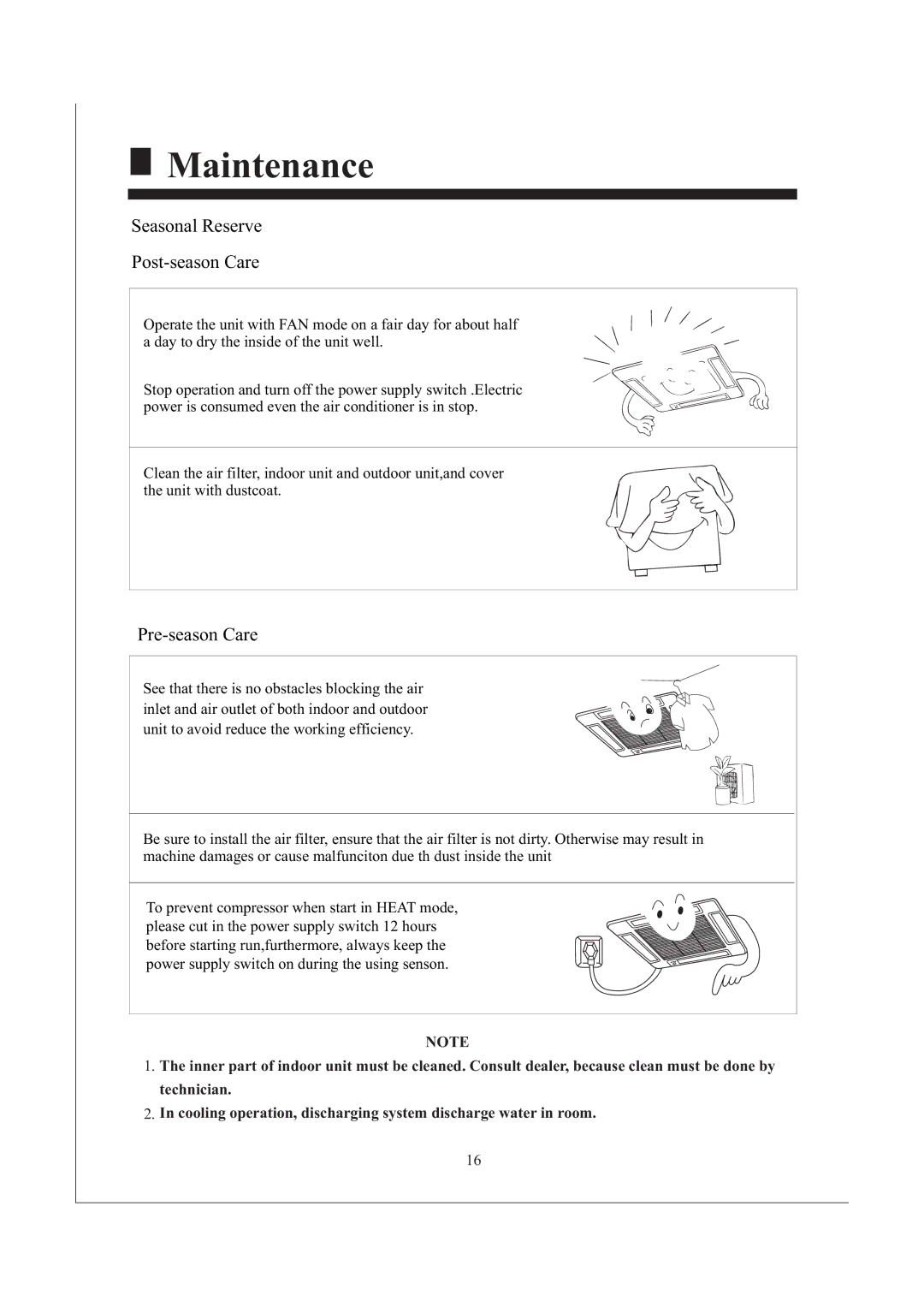 Haier AB242XCAAA operation manual Seasonal Reserve Post-season Care 