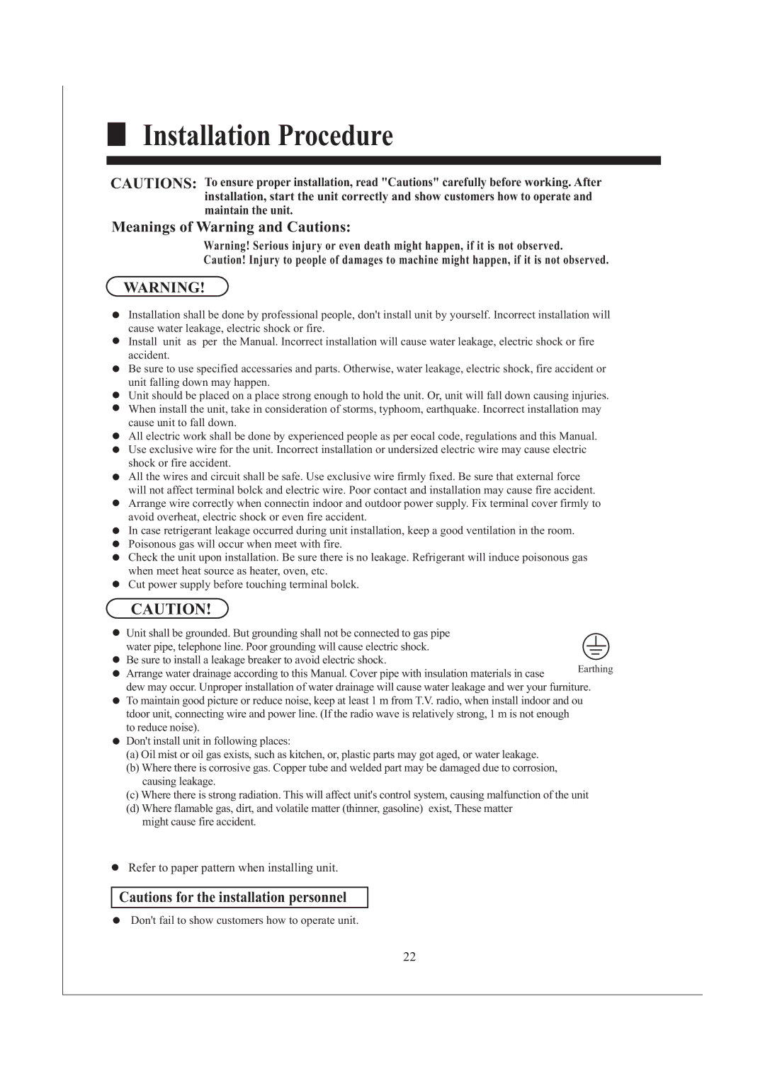 Haier AB242XCAAA operation manual Meanings of Warning and Cautions 