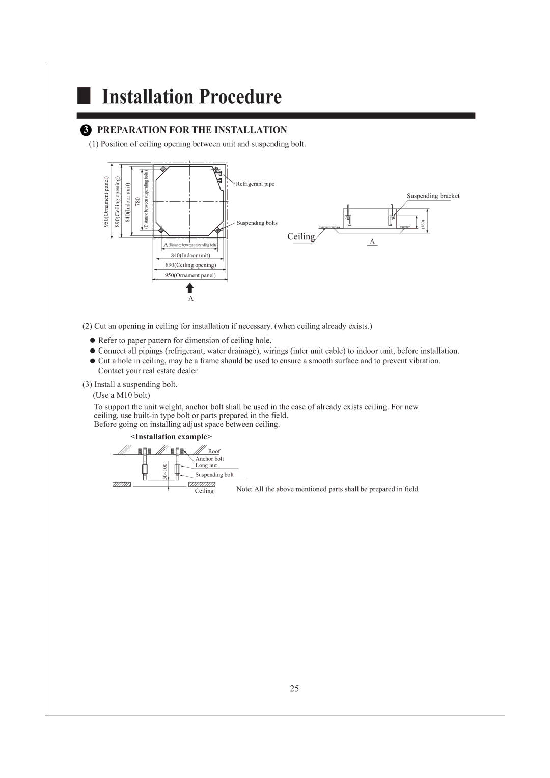 Haier AB242XCAAA operation manual Preparation for the Installation, Installation example 