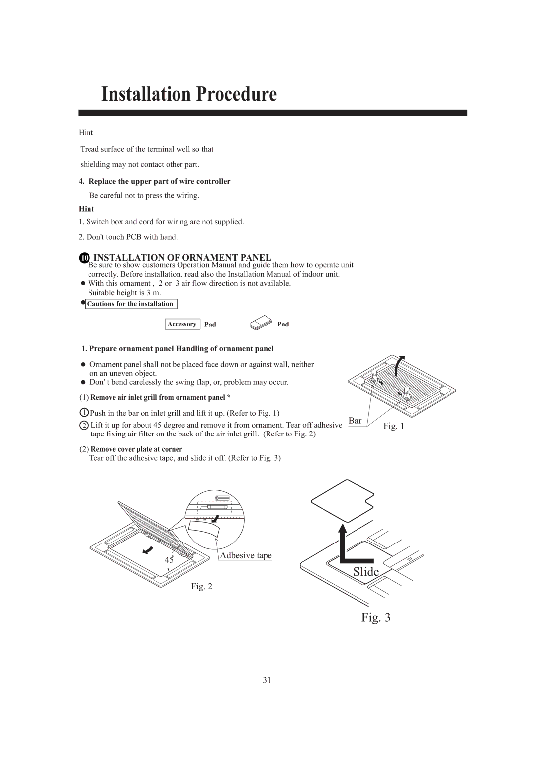 Haier AB242XCAAA operation manual Installation of Ornament Panel 