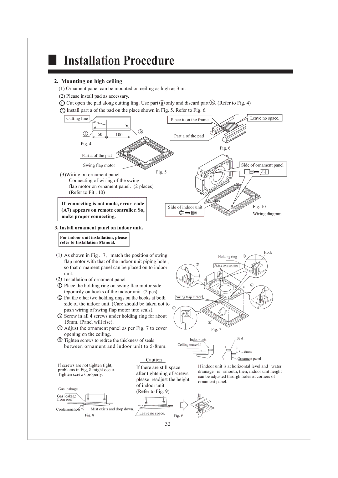 Haier AB242XCAAA operation manual Mounting on high ceiling 