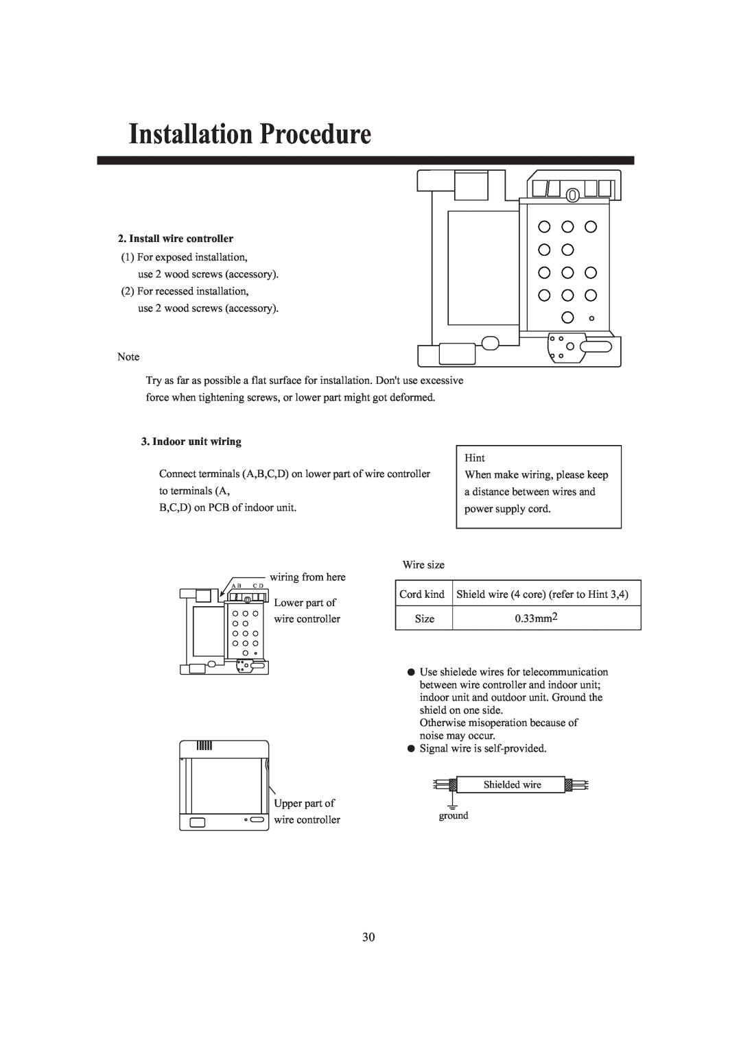Haier AB242XCAAA operation manual Installation Procedure, Install wire controller, Indoor unit wiring 