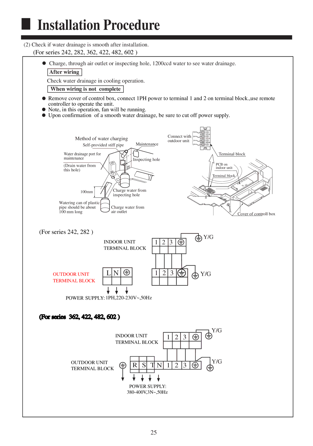 Haier AB422ACERA, AB142ACEAA, AB142ACERA operation manual After wiring, When wiring is not complete 