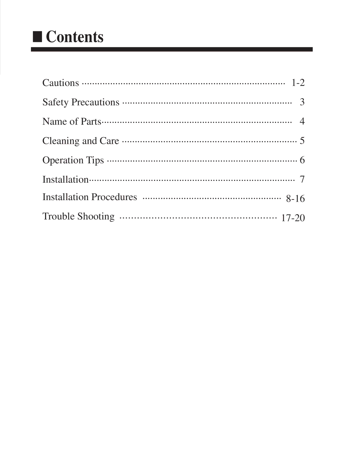 Haier AC142ACEAA, AC182ACEAA, AC142ACERA, AC242ACEAA installation manual Contents 