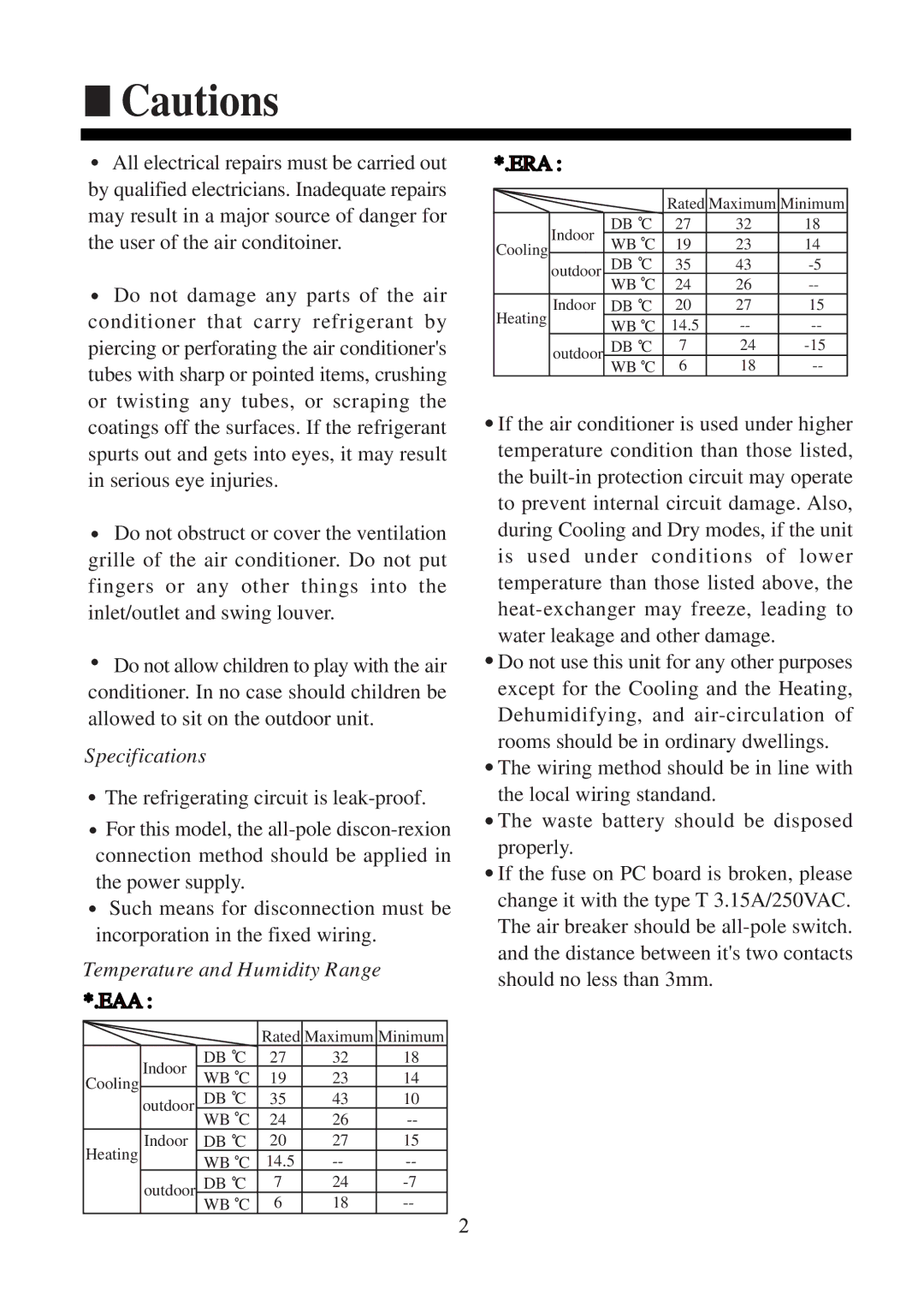 Haier AC182ACEAA, AC142ACERA, AC142ACEAA, AC242ACEAA installation manual Maximum Minimum Indoor, Db C Wb C, 14.5 