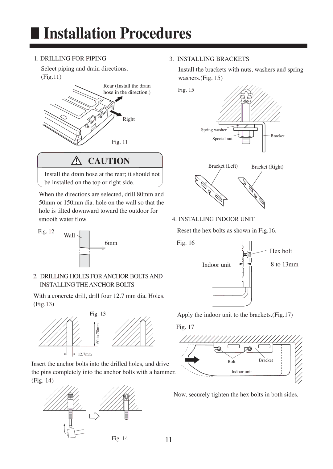 Haier AC142XCERA, AC182XCERA operation manual Installing Brackets, Installing Indoor Unit 