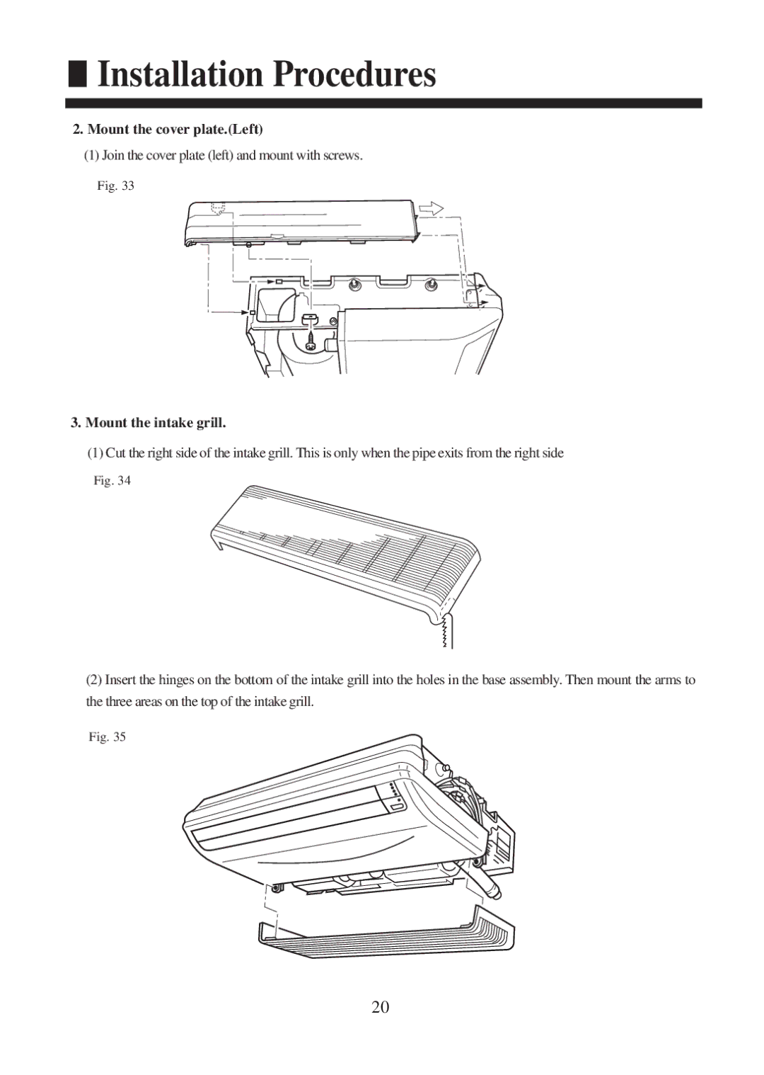 Haier AC182XCERA, AC142XCERA operation manual Mount the cover plate.Left 