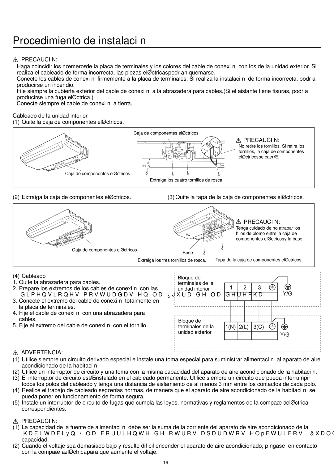 Haier AC12CS1ERA, AC18CS1ERA, AC24CS1ERA operation manual Precaución, Cableado de la unidad interior 