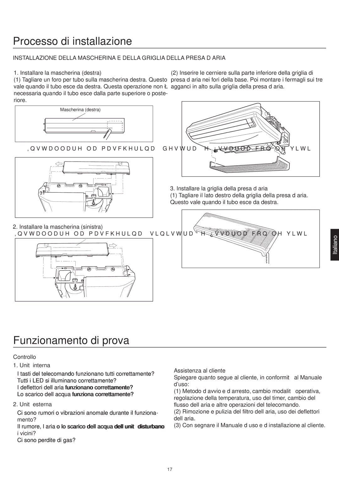 Haier AC12CS1ERA, AC18CS1ERA, AC24CS1ERA operation manual Funzionamento di prova 