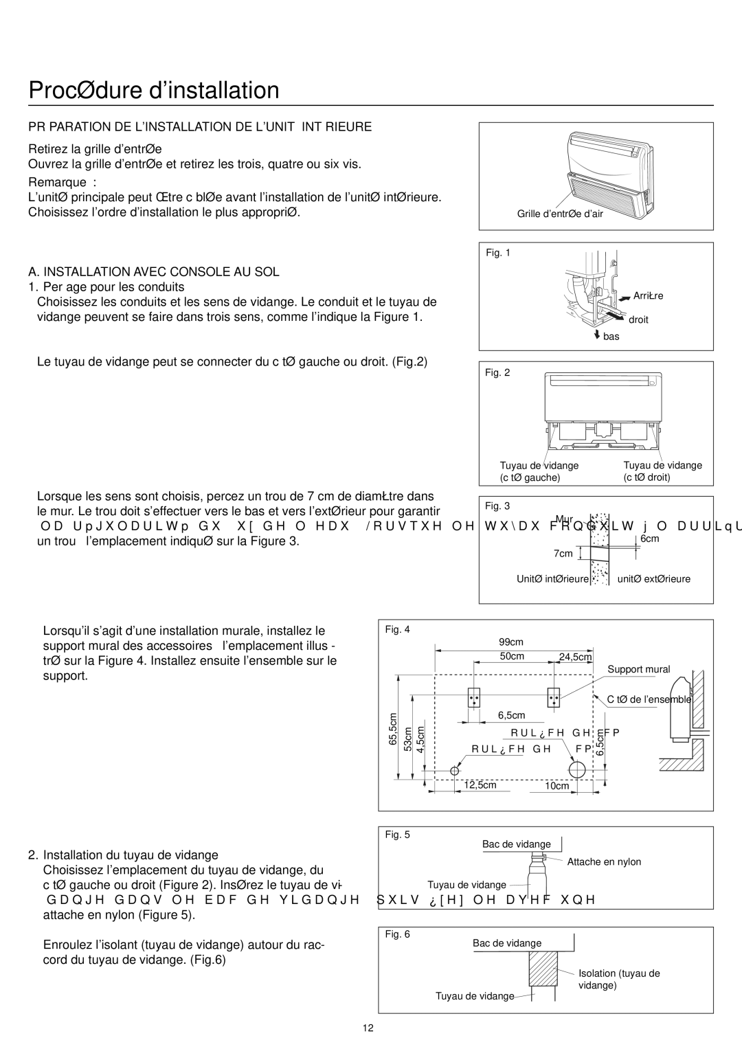 Haier AC12CS1ERA, AC18CS1ERA, AC24CS1ERA operation manual Remarque, Installation du tuyau de vidange 