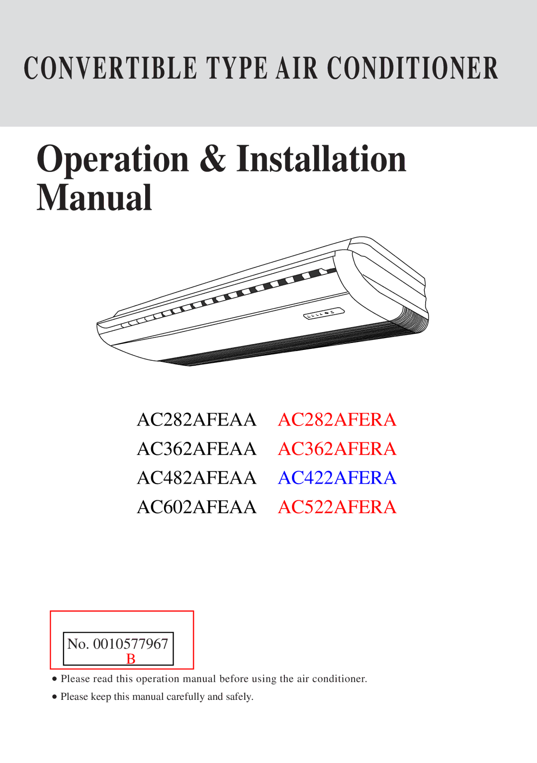 Haier AC422AFERA installation manual Operation & Installation Manual 