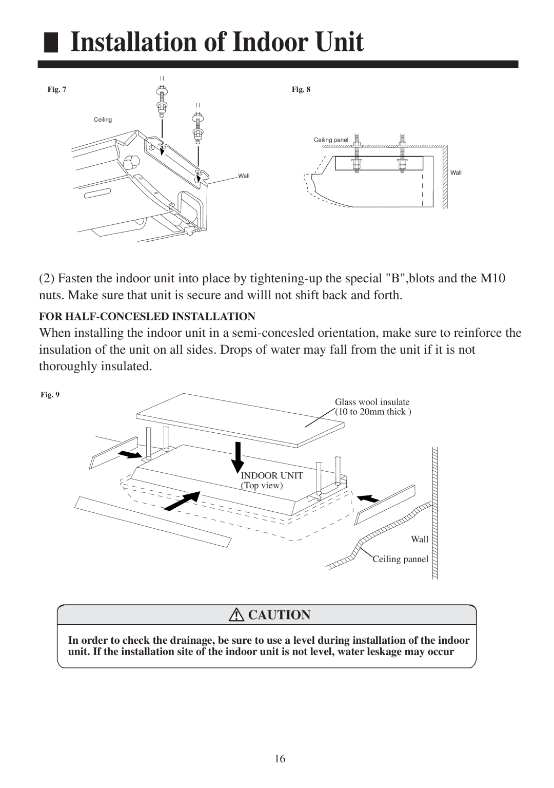 Haier AC422AFERA installation manual For HALF-CONCESLED Installation 