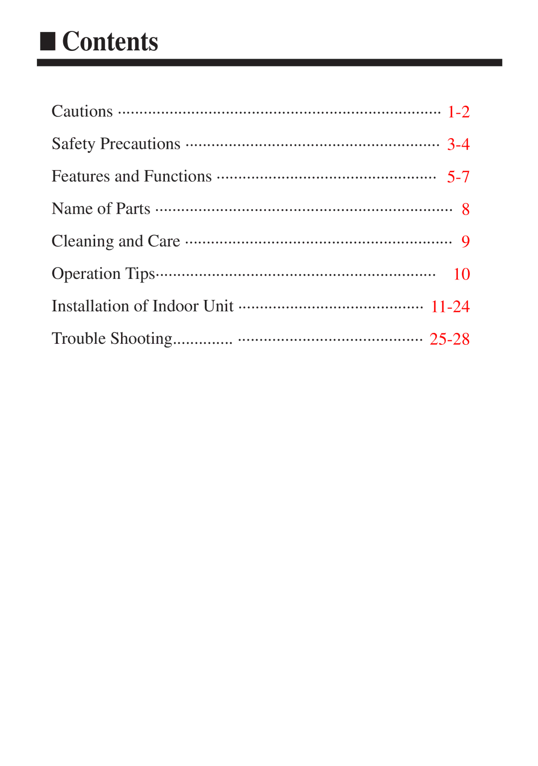 Haier AC422AFERA installation manual Contents 