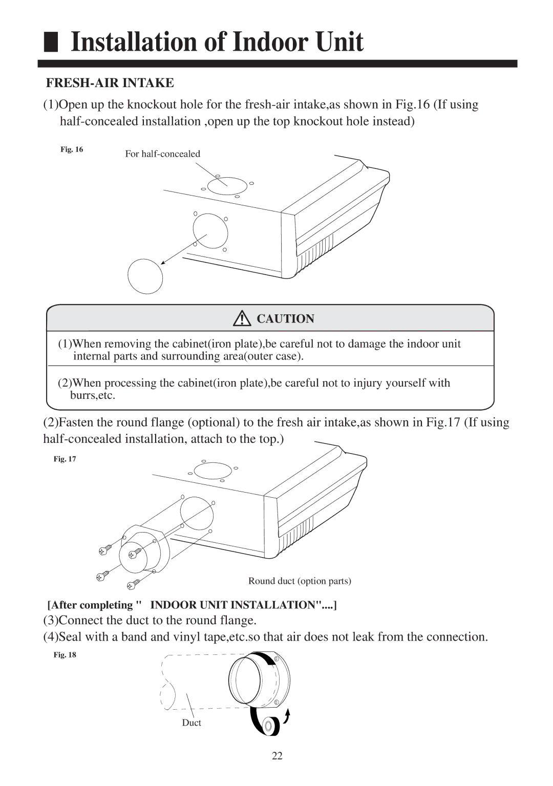 Haier AC422AFERA installation manual FRESH-AIR Intake 