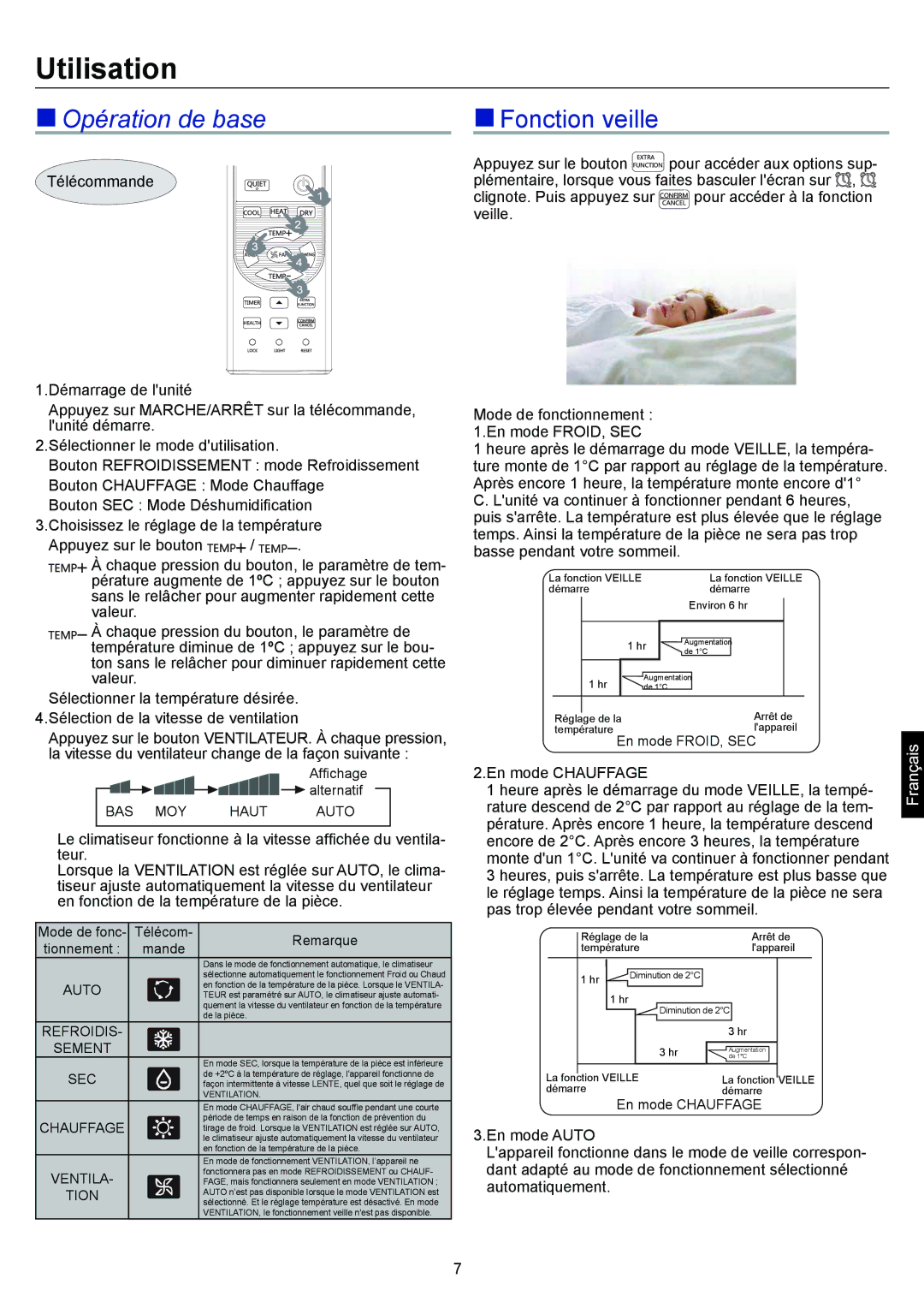 Haier AC36ES1ERA, AC48FS1ERA, AC60FS1ERA, AC28ES1ERA operation manual En mode Chauffage, En mode Auto 