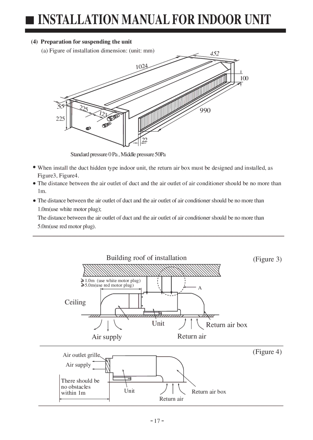 Haier AD142AMBIA, AU142AFBIA installation manual 225, Preparation for suspending the unit 