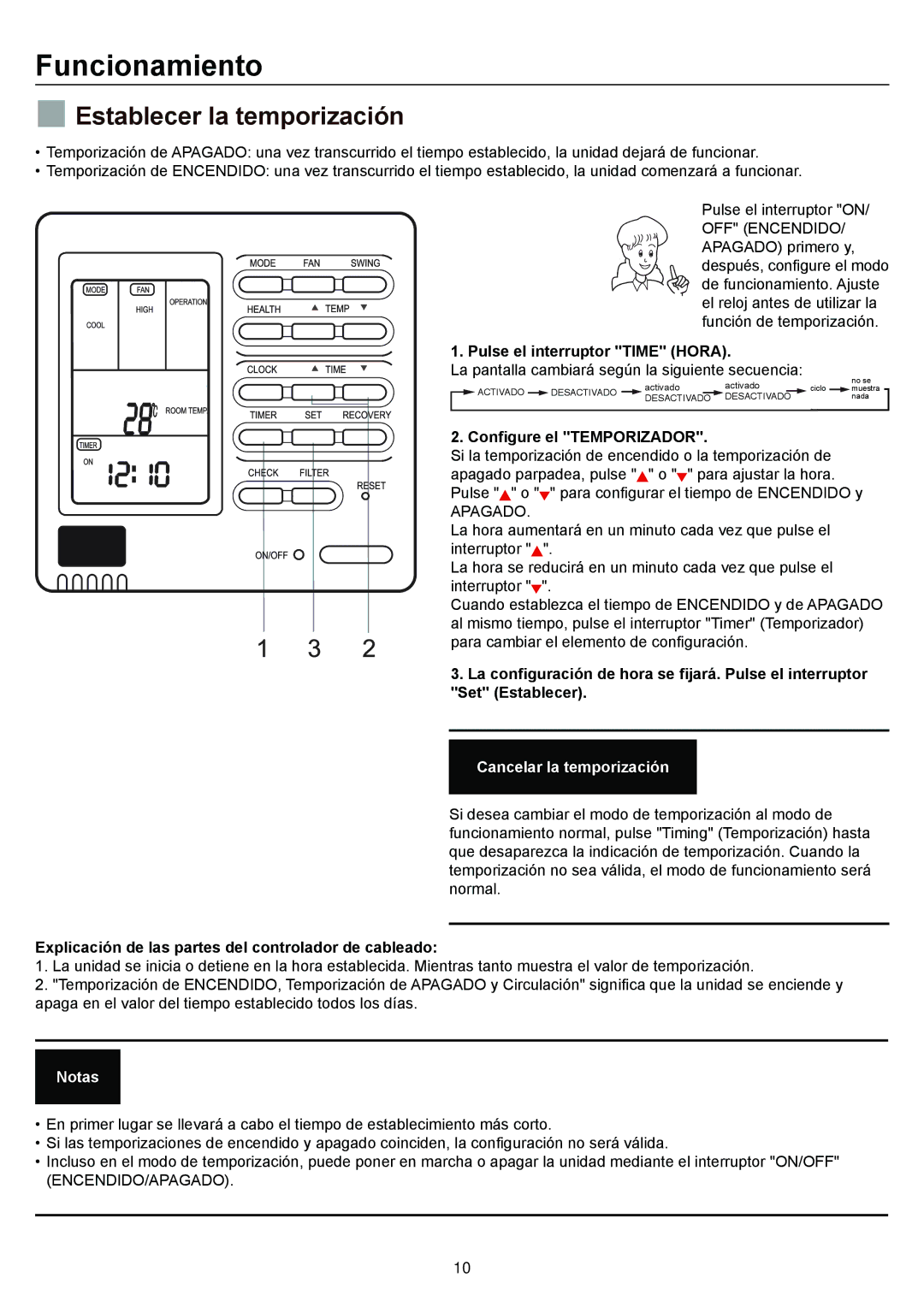 Haier AD24MS1ERA, AD28NS1ERA  Establecer la temporización, Pulse el interruptor Time Hora, Configure el Temporizador 