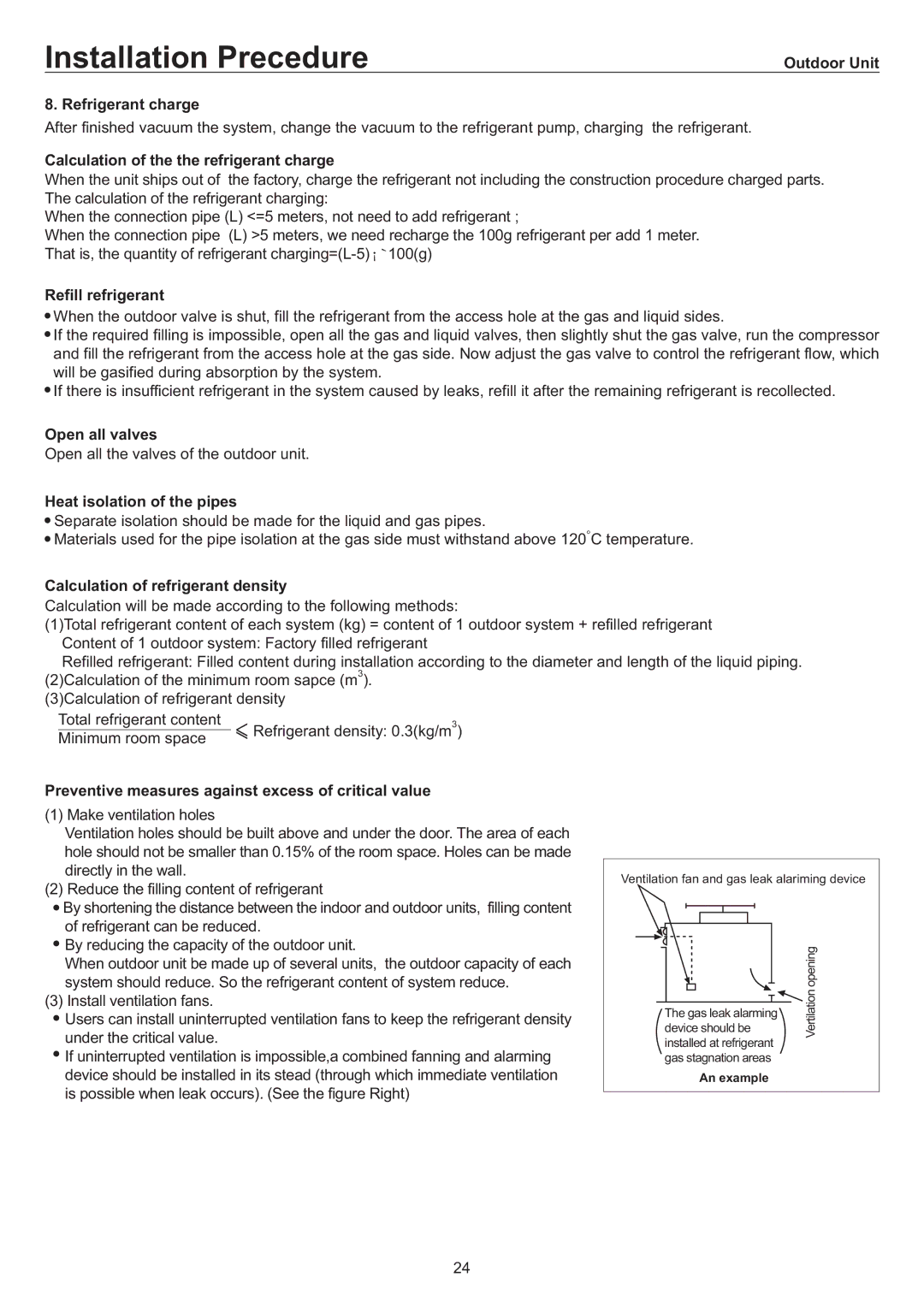 Haier AU84NATEAA Outdoor Unit Refrigerant charge, Calculation of the the refrigerant charge, Refill refrigerant 