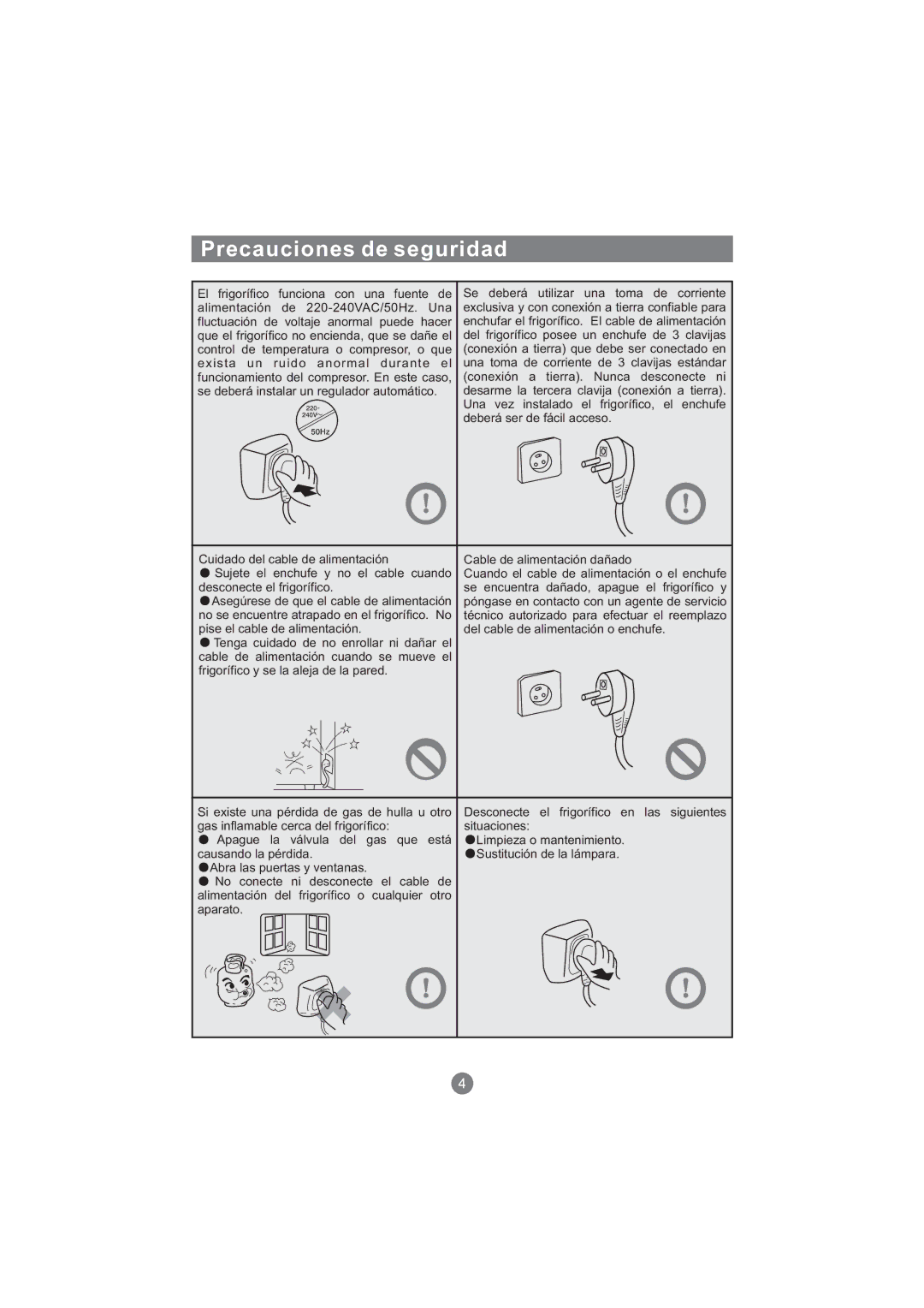 Haier CFE533AW, AFT630IX, AFD631CB, AFD630IX manual Precauciones de seguridad, Una toma de corriente de 3 clavijas estándar 